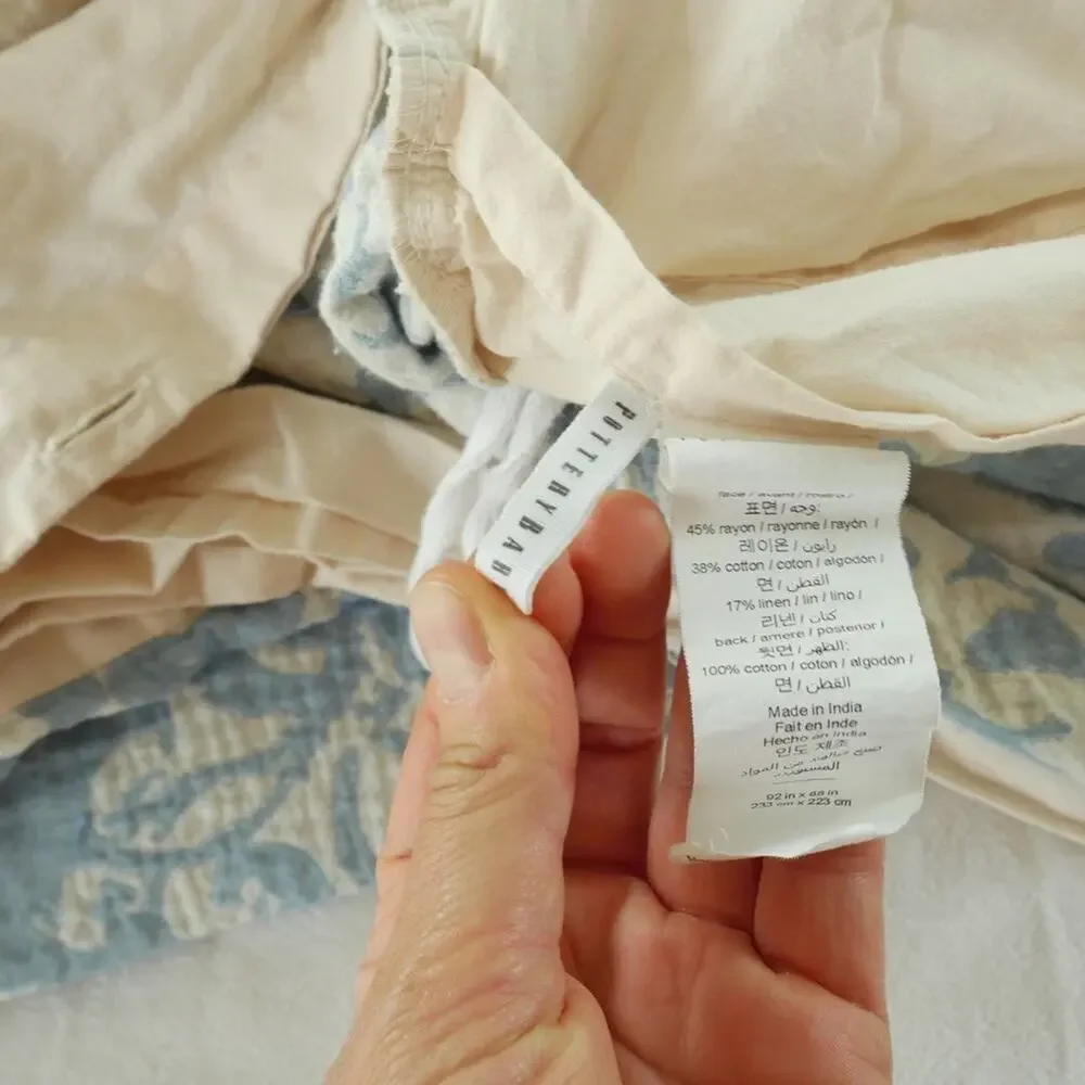 Pottery Barn Jacquard Medallion Duvet Cover Full Queen 2 Standard Shams Blue - Picture 4 of 16